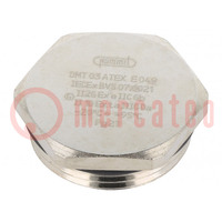 Stopper; PG21; IP68; brass; V-Ms-Ex; with seal; Thread: PG; -20÷95°C