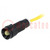 Spia: LED; concava; giallo; 230VAC; Ø11mm; IP40; conduttori 300mm
