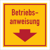Winkelschild - Betriebsanweisung, Rot/Gelb, 20 x 20 cm, Kunststoff, Schlagzäh