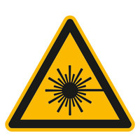 Warnung vor Laserstrahl Warnschild, selbstkl. Folie, Größe 20cm DIN EN ISO 7010 W004 ASR A1.3 W004