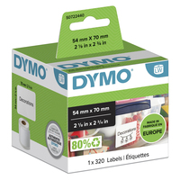 DYMO Eredeti LW többcélú címke, 54mm x 70mm, 1 tekercs, 320 db könnyen lefejthető címke, Öntapadós, LabelWriter címkézőgépekhez