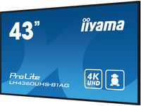 iiyama LH4360UHS-B1AG Signage-Display Digitale A-Platine 108 cm (42.5") LED WLAN 500 cd/m² 4K Ultra HD Schwarz Eingebauter Prozessor Android 11 24/7