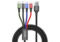 Baseus CA1T4-B01 mobiltelefon kábel Fekete 1,2 M USB A Lightning + micro-USB B + USB C