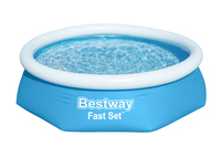 Bestway Fast Set 57448 Aufstellpool Gerahmter/aufblasbarer Pool Rund Blau, Weiß