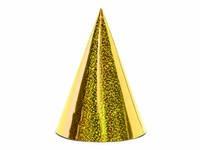 PartyDeco Holografische Partyhüte, gold, 16cm