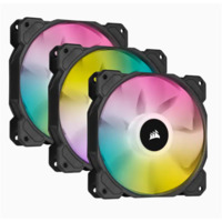 CORSAIR Rendszerhűtő Ventilátor, iCUE SP120 RGB ELITE + Lighting Node CORE Kontroller, 12cm, fekete, 3db/csomag