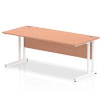 Impulse 1800 x 800mm Straight Desk Beech Top White Cantilever Leg MI001677