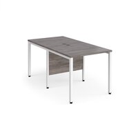 Maestro 25 back to back straight desks 800mm x 1600mm - white bench leg frame, grey oak top