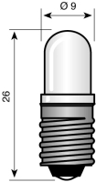 Single LED 12V AC/DC 9x26mm E10 Blanc 1 puce