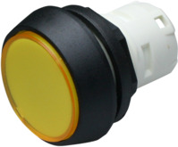 Leuchtvorsatz, beleuchtbar, Bund rund, gelb, Frontring schwarz, Einbau-Ø 16.2 mm