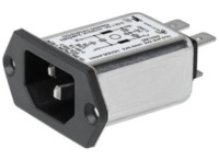 IEC-Stecker-C14, 50 bis 60 Hz, 10 A, 250 VAC, 400 µH, Flachstecker 6,3 mm, 5120.