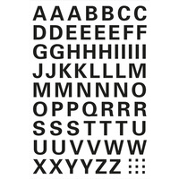 Buchstaben-, Zahlen-Etiketten, A-Z,10 hoch mm, Druchschrift, schwarz, 74