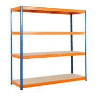 Boltless shelving unit, blue / orange