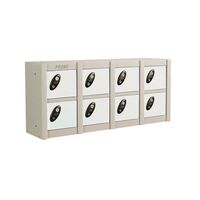 Probe locker for personal effects with 8 compartments and white doors