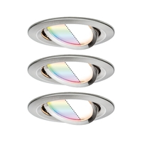 3er Pack LED Einbauleuchte NOVA PLUS ZigBee COIN RGBW, rund, Ø 8.4cm, 230V, 2.5W RGB+2700K 85lm, Eisen gebürstet