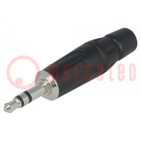 Plug; Jack 3,5mm; male; stereo; ways: 3; straight; for cable; black