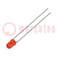 LED; 3mm; red; 8.6÷30mcd; 45°; Front: convex; 1.9÷2.4V; No.of term: 2