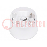 LED lens; round; colourless; 30°; with holder