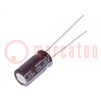 Capacitor: electrolytic; low ESR; THT; 120uF; 35VDC; Ø8x15mm; ±20%