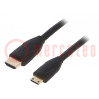 Kabel; HDMI 2.0; HDMI wtyk,mini HDMI wtyk; PVC; 1m; czarny