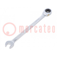 Llave; plana-estriada; 8mm; acero cromado; con trinquete; L: 144mm