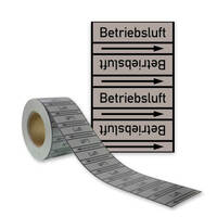 SafetyMarking Rohrleitungsband, Betriebsluft, Gruppe 3, grau, DIN 2403, 33m lang