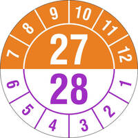 Prüfplakette Halbjahresplakette mit 2-stelliger Jahreszahl, jahresübergreifend, Version: 27 - Halbjahresplakette Jahresübergreifend 27