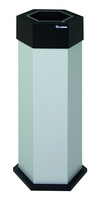 Sixco Abfallsammler retro-modern, sechseckig, eisenglimmer, 45 Liter, mit Klappe aus Edelstahl