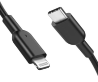 DLH CABLE USB-C VERS APPLE LIGHTNING CERTIFIE MFI 1M 3.25A 65W MAX NOIR