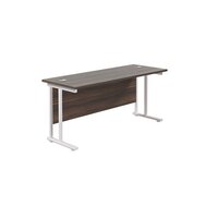Jemini Cantilever Rectangular Desk 1800x600 Dark Walnut/White KF806677