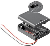 3x AA (Mignon) Batteriehalter, Schwarz - lose Kabelenden, schaltbar, wasserabweisend