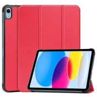 For Apple iPad 10th Gen 10.9-inch (2022) Tri-fold Caster Hard Shell Cover with Auto Wake Function - Red Tablet-Hüllen