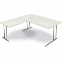 Schreibtisch Artline Holzdekor / Anbau C-Fuß 160x180x68-82cm weiß