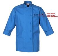 Chef Works Unisex Chefs Jacket with Cloth Covered Buttons in Blue - XXL
