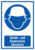 Kombischild - Ohrstöpsel und Kopfschutz benutzen, Blau, 29.7 x 21 cm, Folie