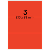 Universaletiketten 210 x 99 mm, 300 Haftetiketten rot auf DIN A4 Bogen, Papier permanent