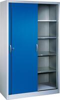 Schiebetürenschrank B1200xT500xH1950 mm RAL 7035/5012,4Fachböden