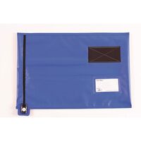 Tamper evident mailing pouch, flat with short zip, blue, 470 x 355mm