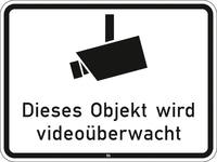 Verkehrszeichen VZ 2843 Dieses Objekt wird videoüberwacht (mit Kamerasymbol), 450 x 600, 2mm flach, RA 2