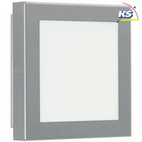 Outdoor LED Wand- und Deckenleuchte Typ Nr. 6352, IP54, 19 x 19cm, 8W 880lm, Edelstahl / Opalglas-Scheibe