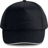 Sapka K-Up 5 panellel unisex (100%pamut) black/red