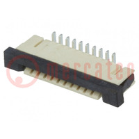 Connector: FFC/FPC; verticaal; PIN: 10; ZIF; SMT; 0,5A; 30mΩ; 1mm
