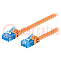 Patch cord; U/UTP; 6a; Line; Cu; PVC; orange; 2m; 32AWG; Flachkabel