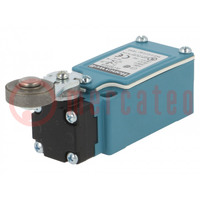 Limit switch; lever R 46,5mm, metal roller Ø19mm; NO + NC; 6A