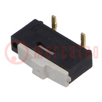 Switch: slide; Pos: 2; 0.3A/24VDC; SMT; Leads: for PCB,curved