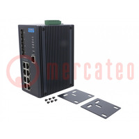 Switch Ethernet; menedzselt; Portok száma: 12; 12÷48VDC; RJ45,SFP