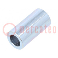 Spacer sleeve; 20mm; cylindrical; steel; zinc; Out.diam: 10mm