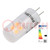 LED lámpa; meleg fehér; G4; 12VAC; 215lm; P: 1,8W; 300°; 3000K