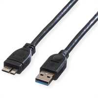 ROLINE USB 3.2 Gen 1 kabel, type A M - Micro A M, zwart, 0,8 m