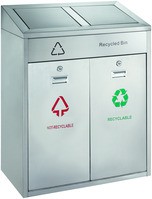 Recycling Abfalleimer für den Außenbereich 2x21 Liter VB 667802 - Matt Edelstahl